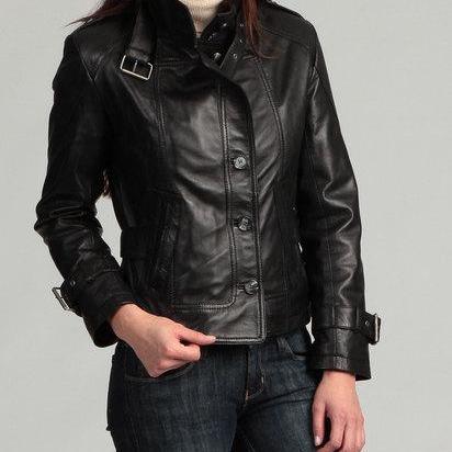 Women Black Leather Jacket, Black Biker Jacket For..