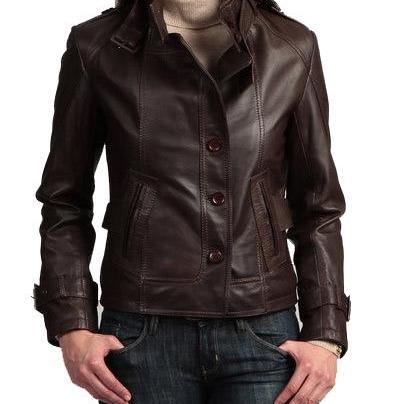 Women Brown Leather Jacket, Brown Biker Jacket For..