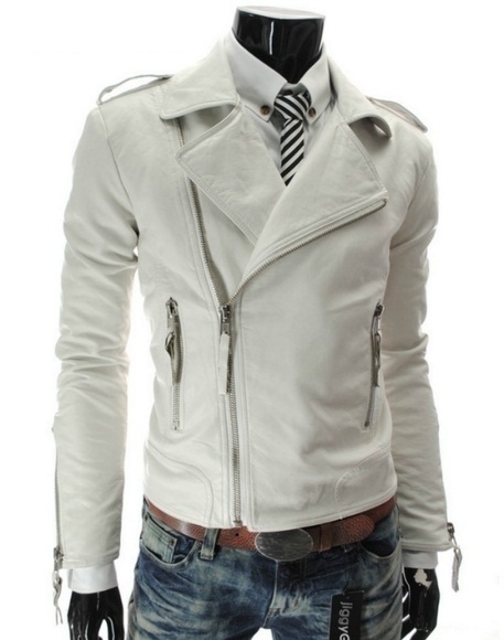 Men Slimfit Leather Jacket, White Leather Jacket For Men,leather Jacket, Fashion