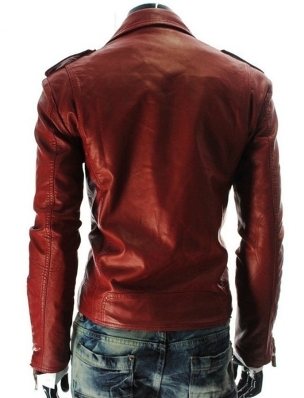 Men Slimfit Leather Jacket, Red Leather Jacket For Men, Leather Jacket ...